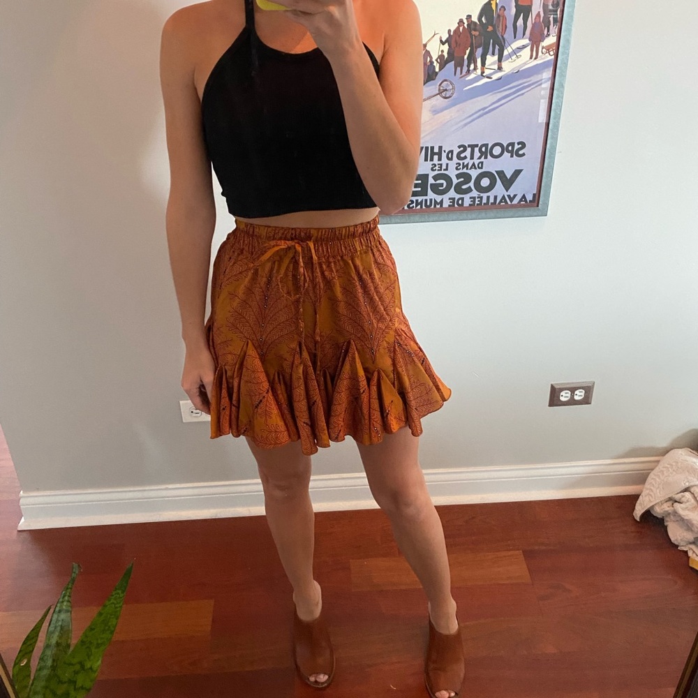 Flirty Burnt Orange Summer Mini Skirt